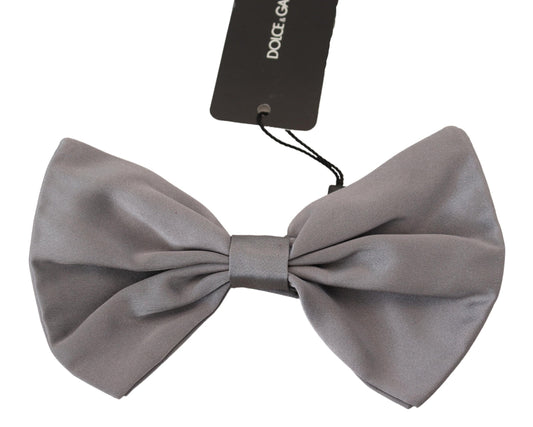 Dolce & Gabbana Elegant Silver Gray Silk Bow Tie Dolce & Gabbana