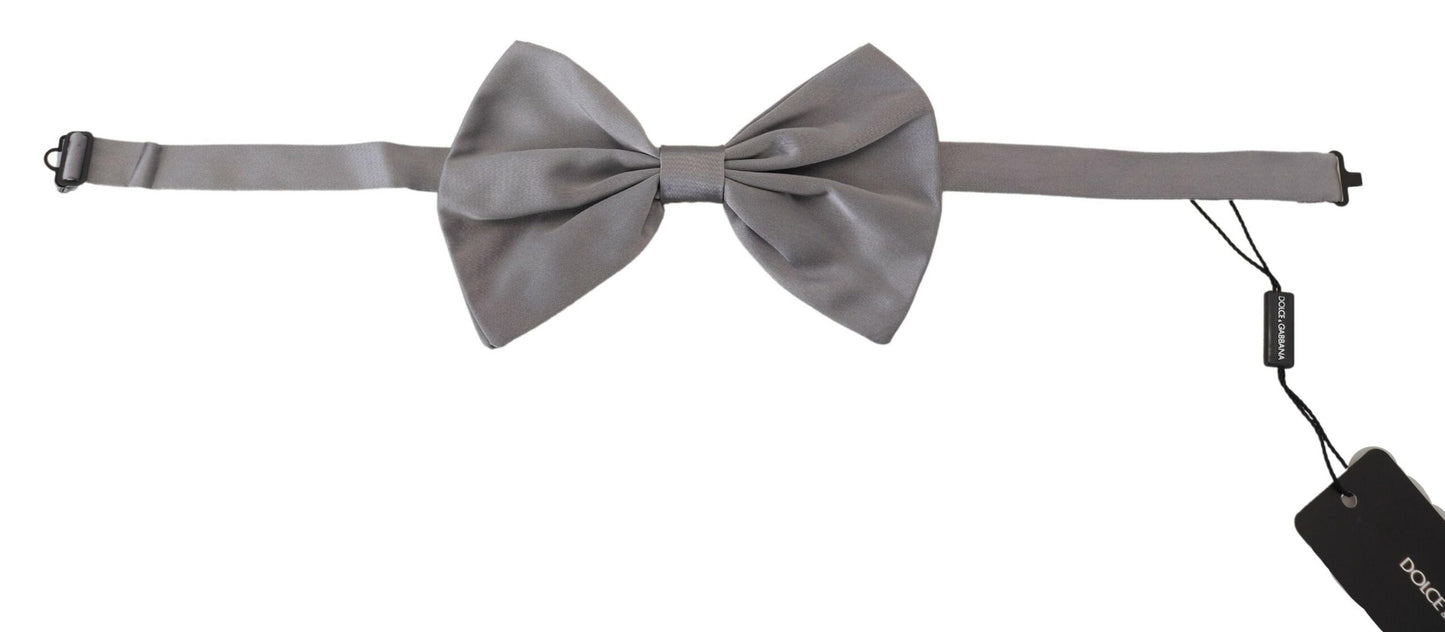 Dolce & Gabbana Elegant Silver Gray Silk Bow Tie Dolce & Gabbana