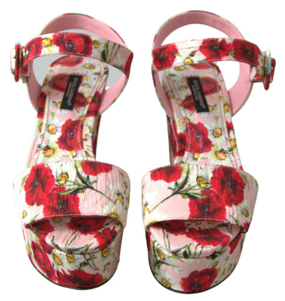 Dolce & Gabbana Floral Ankle Strap Wedge Sandals Dolce & Gabbana