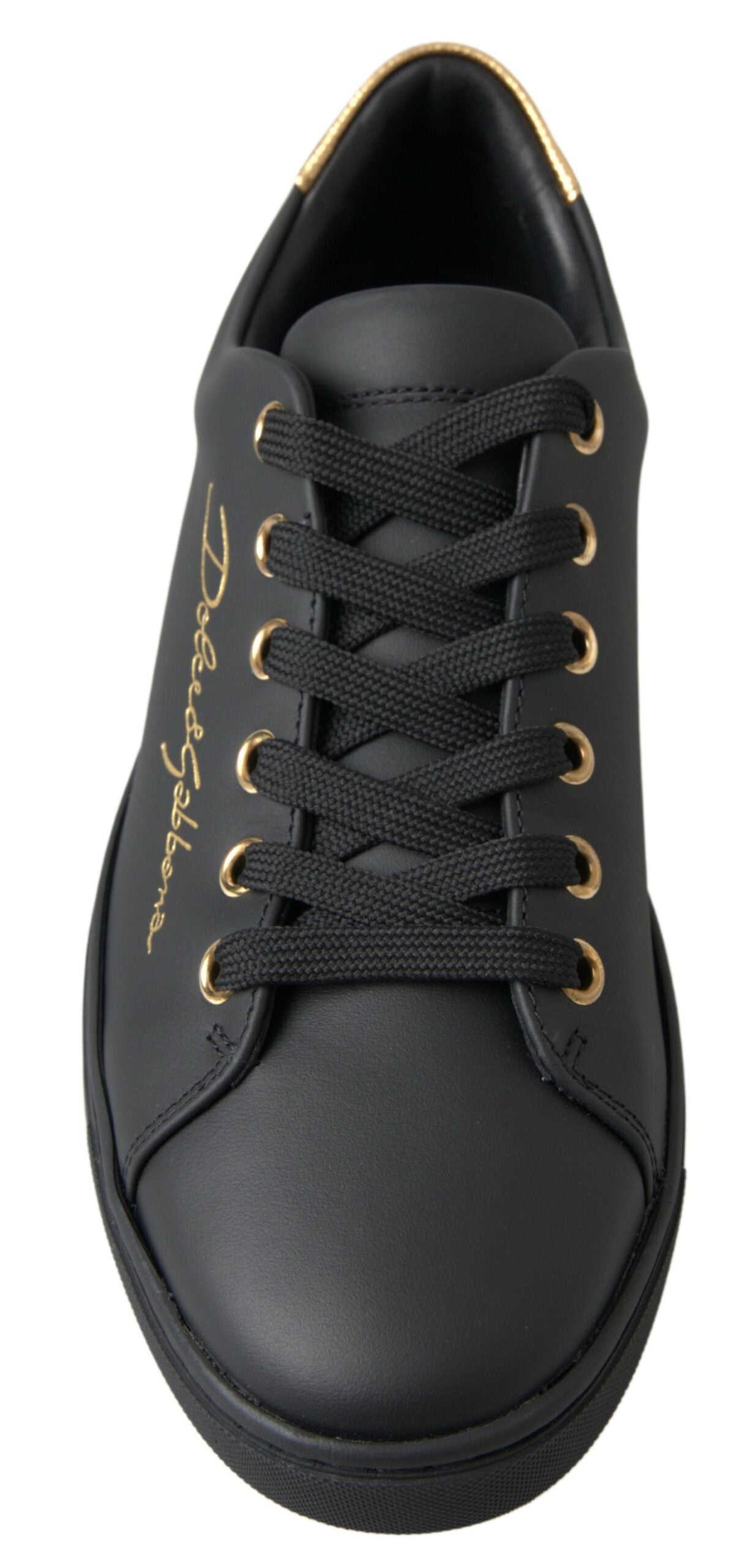 Dolce & Gabbana Black Gold Leather Classic Sneakers Dolce & Gabbana