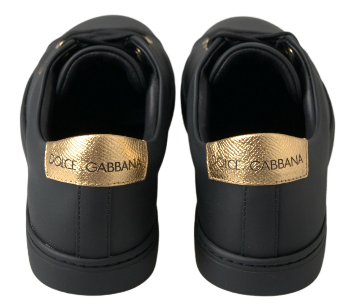 Dolce & Gabbana Black Gold Leather Classic Sneakers Dolce & Gabbana