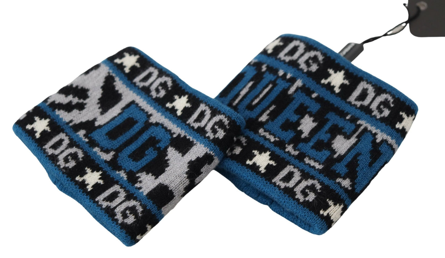 Dolce & Gabbana Exclusive Blue Cashmere-Wool Blend Wrist Wrap Dolce & Gabbana