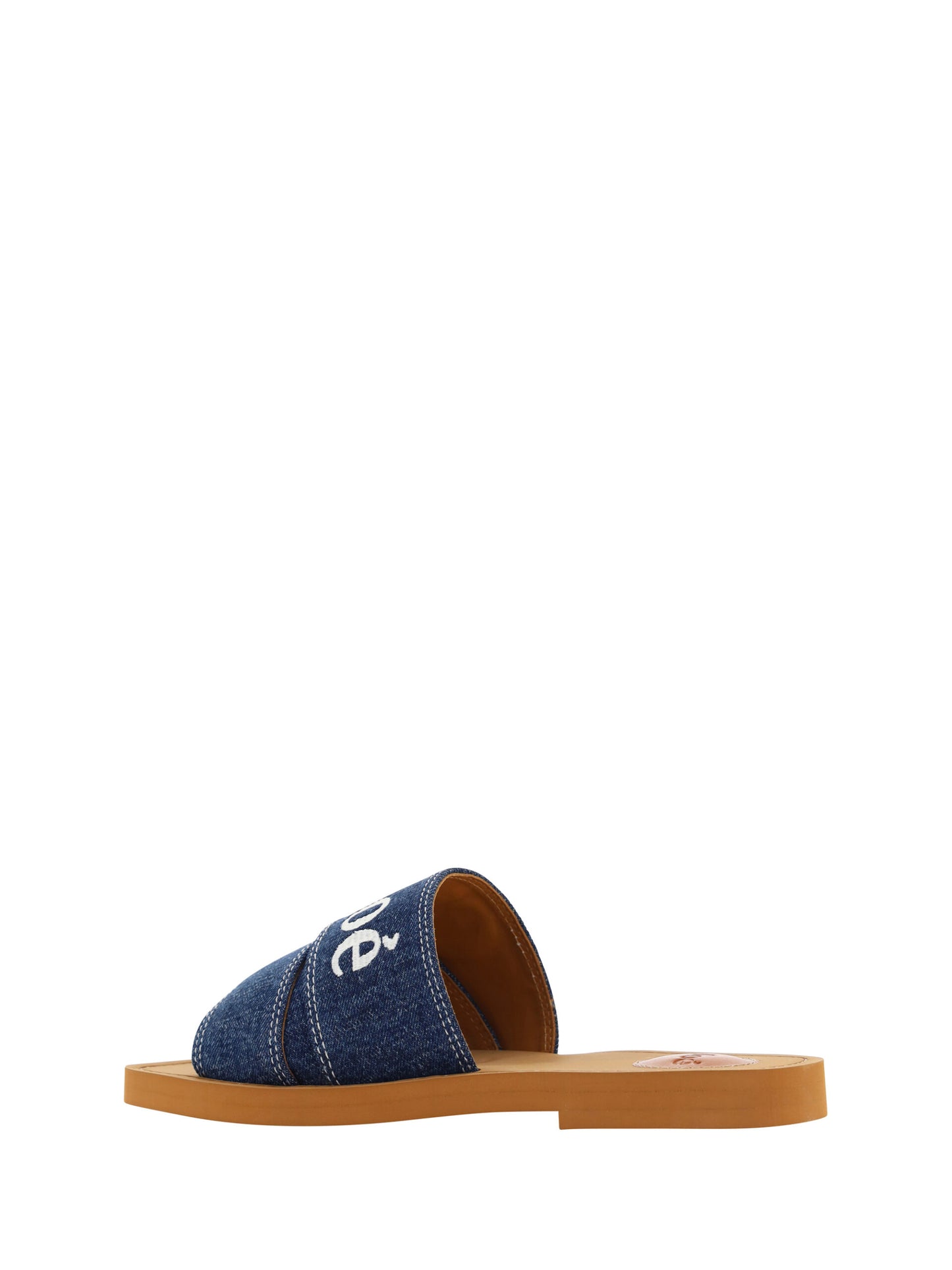 Chloé Sumptuous Cotton Woody Slide Sandals in Denim Blue Chloé