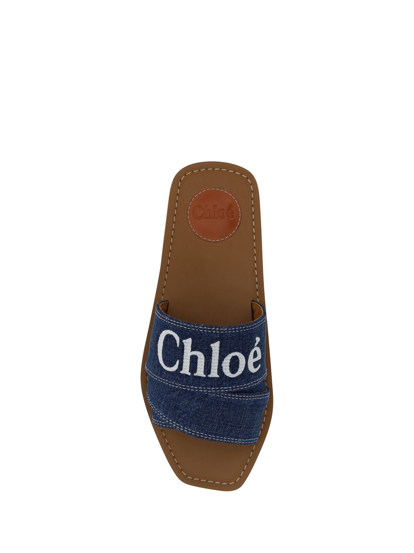 Chloé Sumptuous Cotton Woody Slide Sandals in Denim Blue Chloé