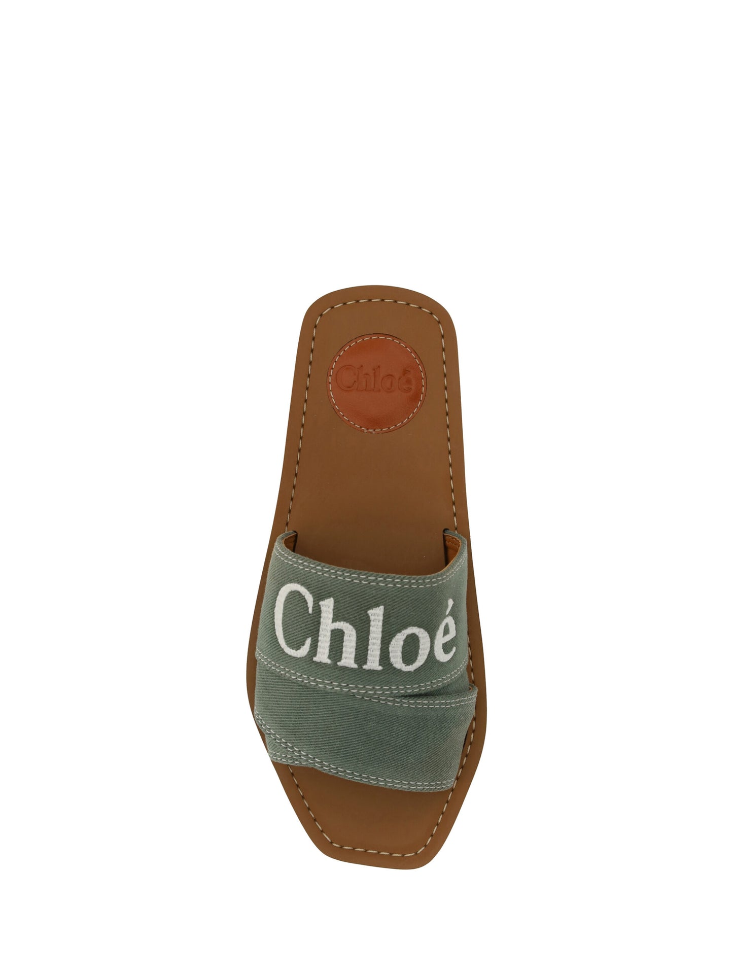 Chloé Elegant Forest Green Cotton Slides Chloé