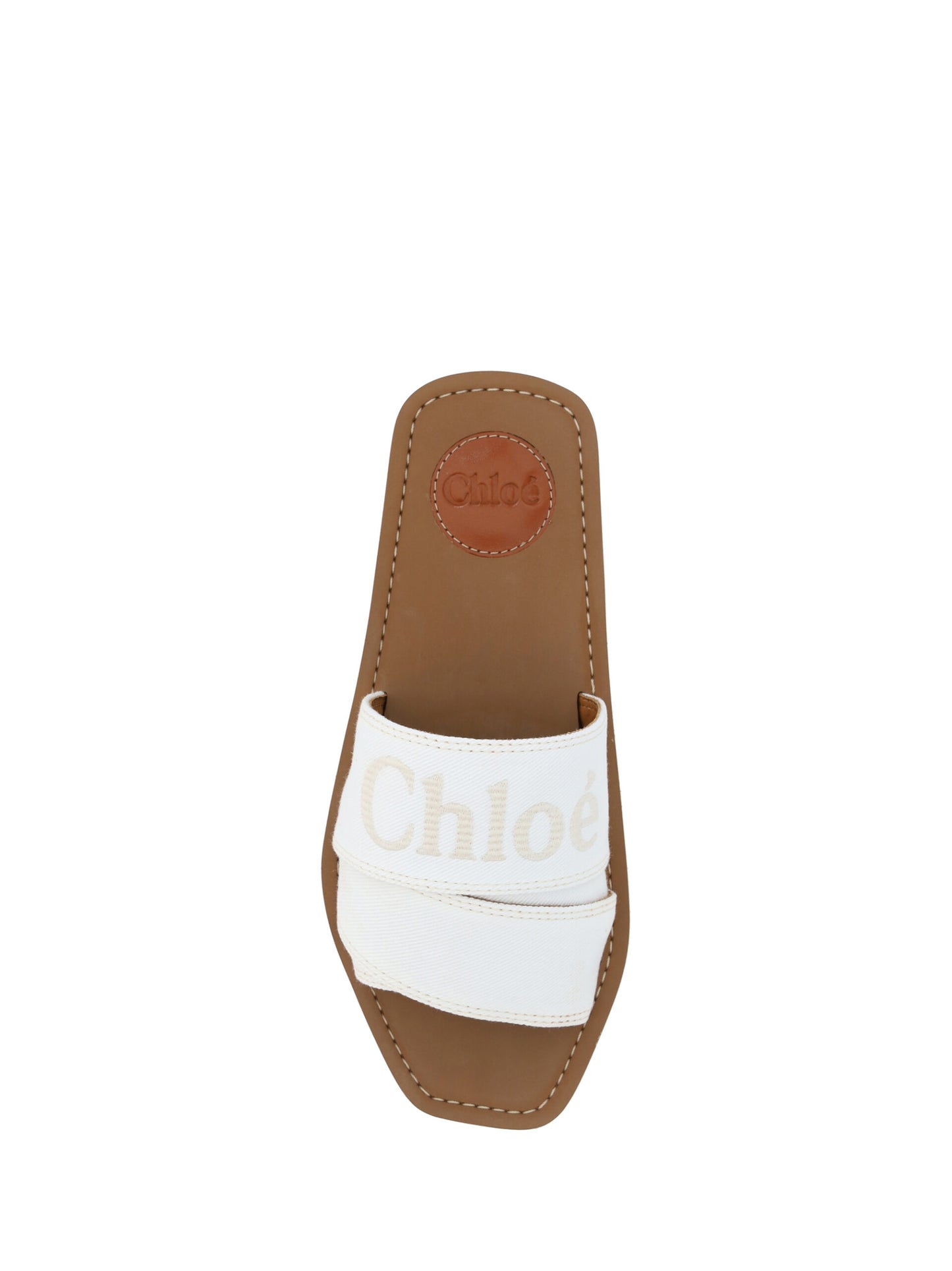 Chloé Elegant White Cotton Slide Sandals Chloé