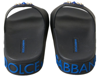 Dolce & Gabbana Elegant Black Leather Slide Sandals Dolce & Gabbana