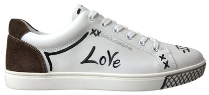 Dolce & Gabbana Sleek White Leather Casual Sneakers Dolce & Gabbana