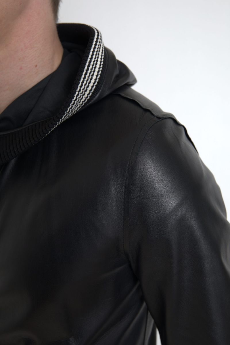 Dolce & Gabbana Elegant Black Leather Bomber Jacket Dolce & Gabbana