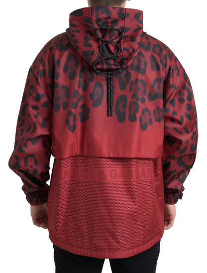 Dolce & Gabbana Radiant Red Leopard Print Hooded Jacket Dolce & Gabbana