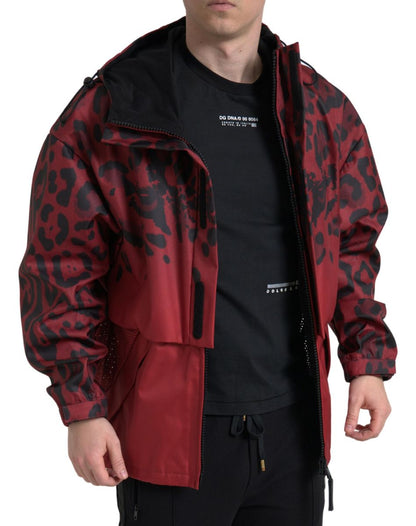 Dolce & Gabbana Radiant Red Leopard Print Hooded Jacket Dolce & Gabbana