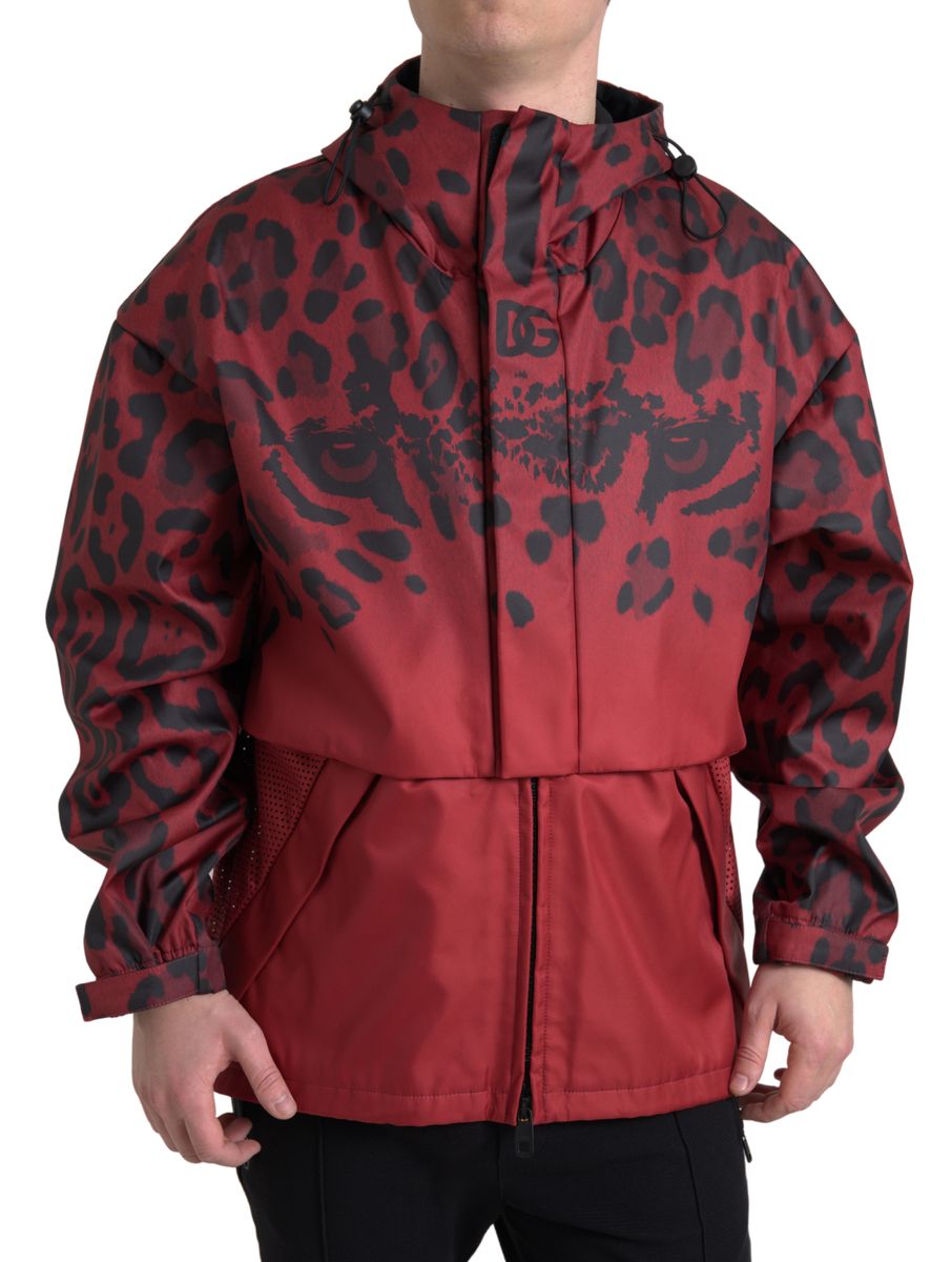 Dolce & Gabbana Radiant Red Leopard Print Hooded Jacket Dolce & Gabbana