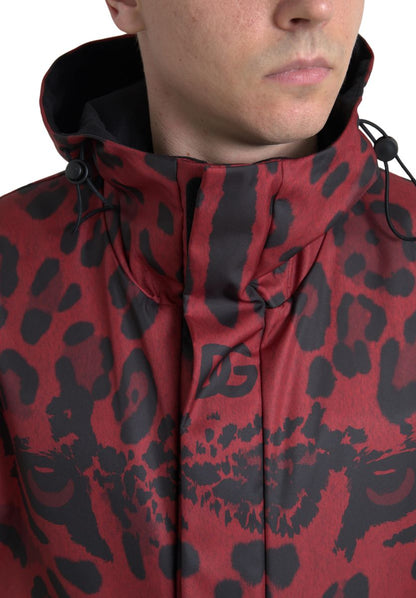 Dolce & Gabbana Radiant Red Leopard Print Hooded Jacket Dolce & Gabbana