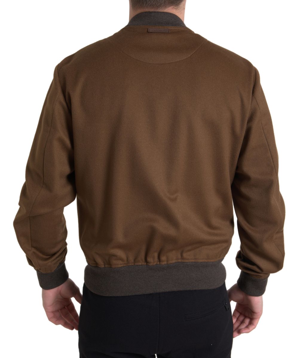 Dolce & Gabbana Elegant Brown Cashmere Bomber Jacket Dolce & Gabbana