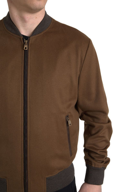 Dolce & Gabbana Elegant Brown Cashmere Bomber Jacket Dolce & Gabbana