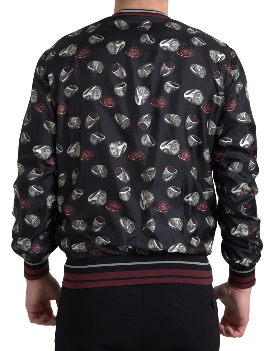 Dolce & Gabbana Elegant Silk Crewneck Pullover - Black Multicolor Dolce & Gabbana