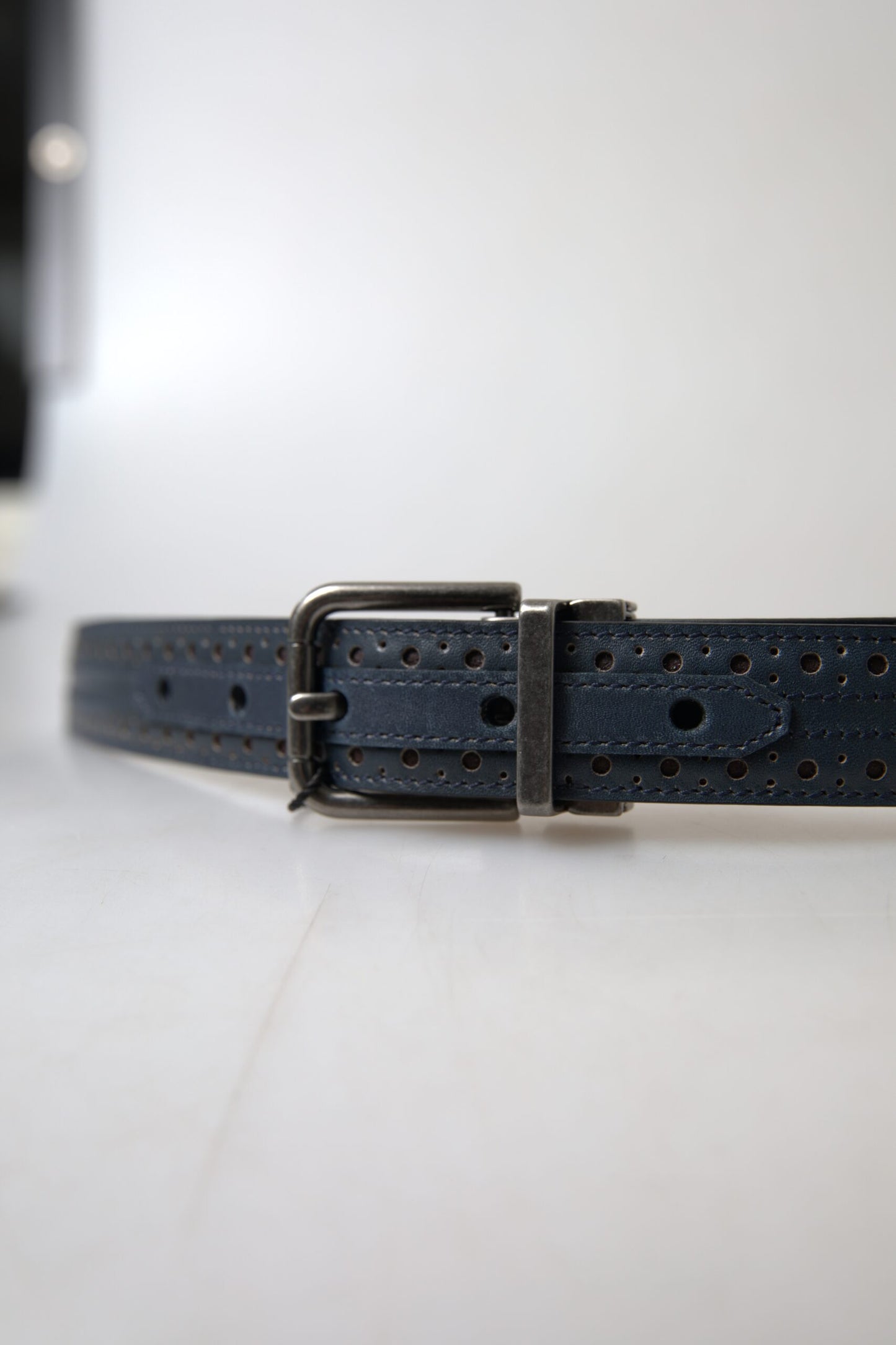 Dolce & Gabbana Elegant Blue Leather Belt with Metal Buckle Dolce & Gabbana