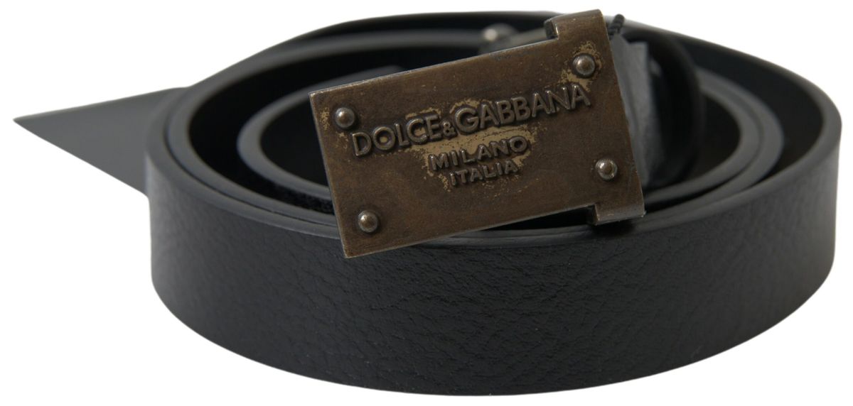 Dolce & Gabbana Elegant Black Leather Belt - Metal Buckle Closure Dolce & Gabbana