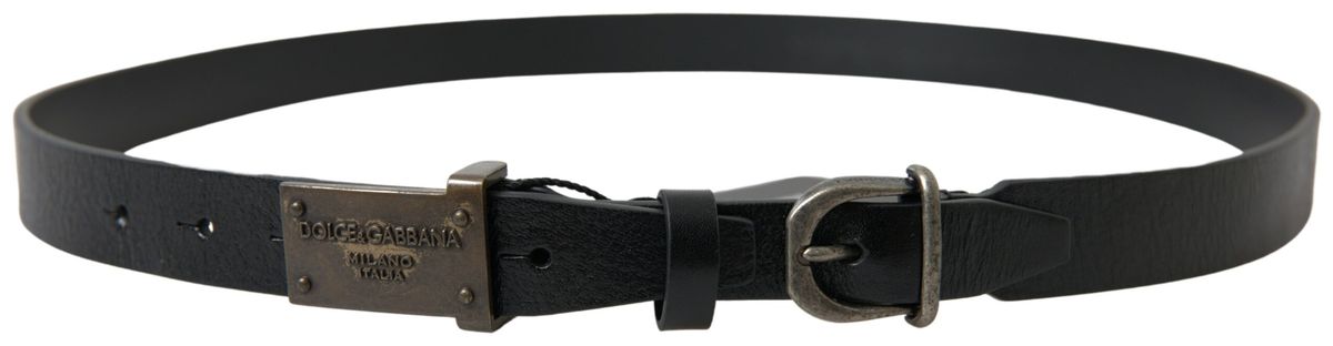 Dolce & Gabbana Elegant Black Leather Belt - Metal Buckle Closure Dolce & Gabbana