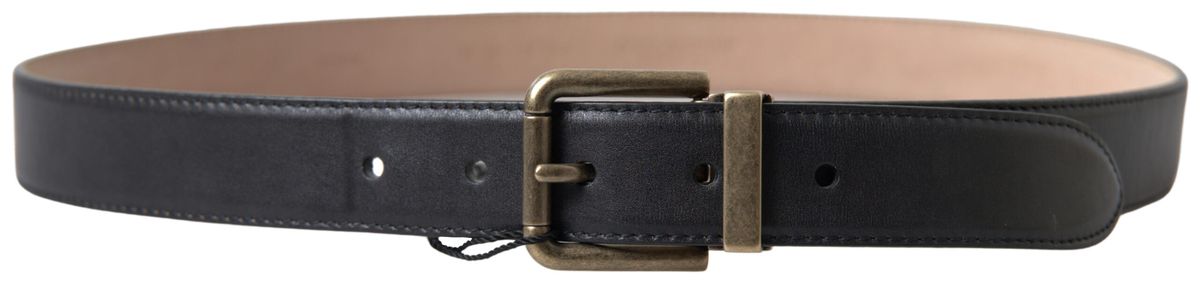 Dolce & Gabbana Elegant Black Leather Belt with Metal Buckle Dolce & Gabbana