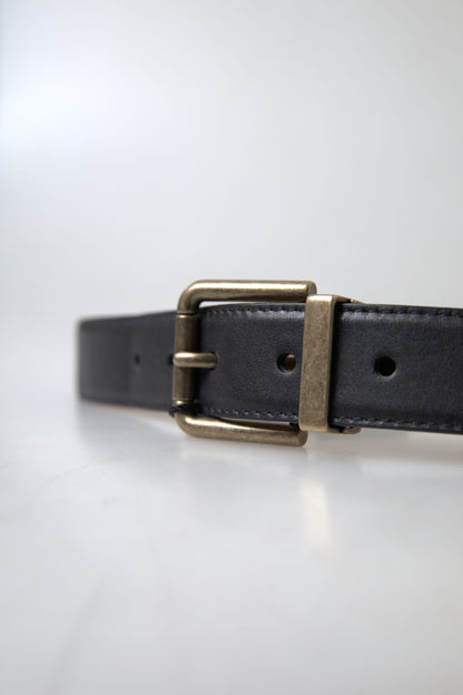 Dolce & Gabbana Elegant Black Leather Belt with Metal Buckle Dolce & Gabbana