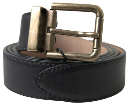 Dolce & Gabbana Elegant Black Leather Belt with Metal Buckle Dolce & Gabbana