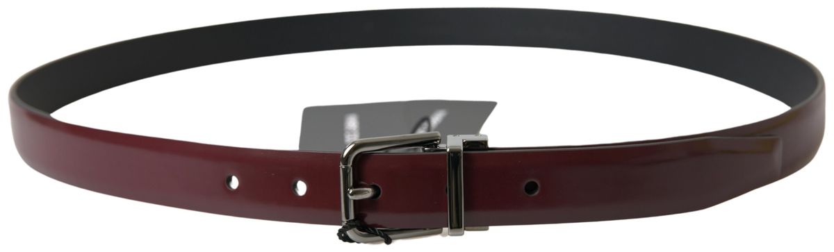 Dolce & Gabbana Elegant Bordeaux Leather Belt with Metal Buckle Dolce & Gabbana