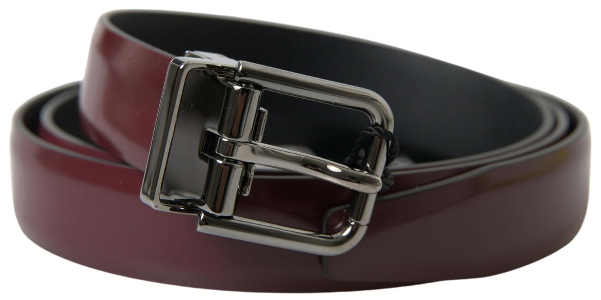 Dolce & Gabbana Elegant Bordeaux Leather Belt with Metal Buckle Dolce & Gabbana