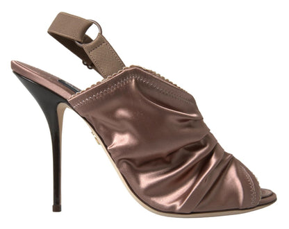 Dolce & Gabbana Elegant Slingback Stiletto Heels in Light Brown Dolce & Gabbana