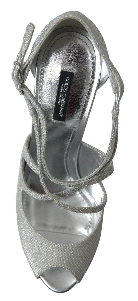 Dolce & Gabbana Elegant Shimmering Silver High-Heeled Sandals Dolce & Gabbana