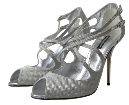 Dolce & Gabbana Elegant Shimmering Silver High-Heeled Sandals Dolce & Gabbana