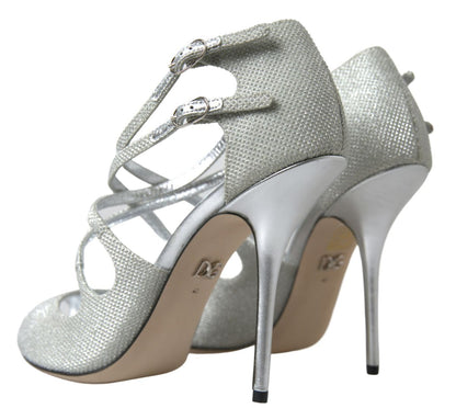 Dolce & Gabbana Elegant Shimmering Silver High-Heeled Sandals Dolce & Gabbana