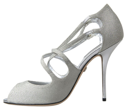 Dolce & Gabbana Elegant Shimmering Silver High-Heeled Sandals Dolce & Gabbana