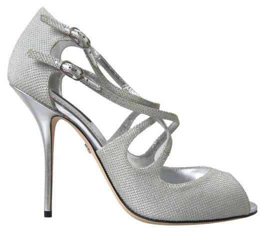 Dolce & Gabbana Elegant Shimmering Silver High-Heeled Sandals Dolce & Gabbana