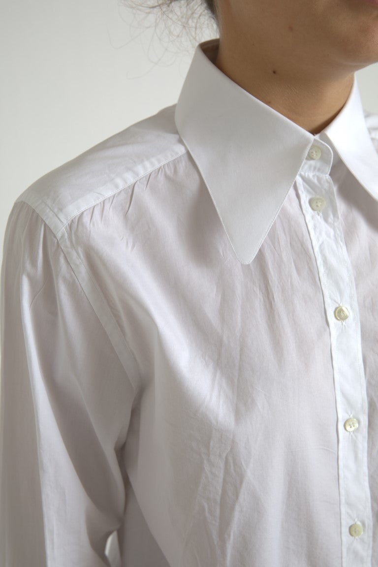 Dolce & Gabbana Elegant White Cotton Collared Top Dolce & Gabbana