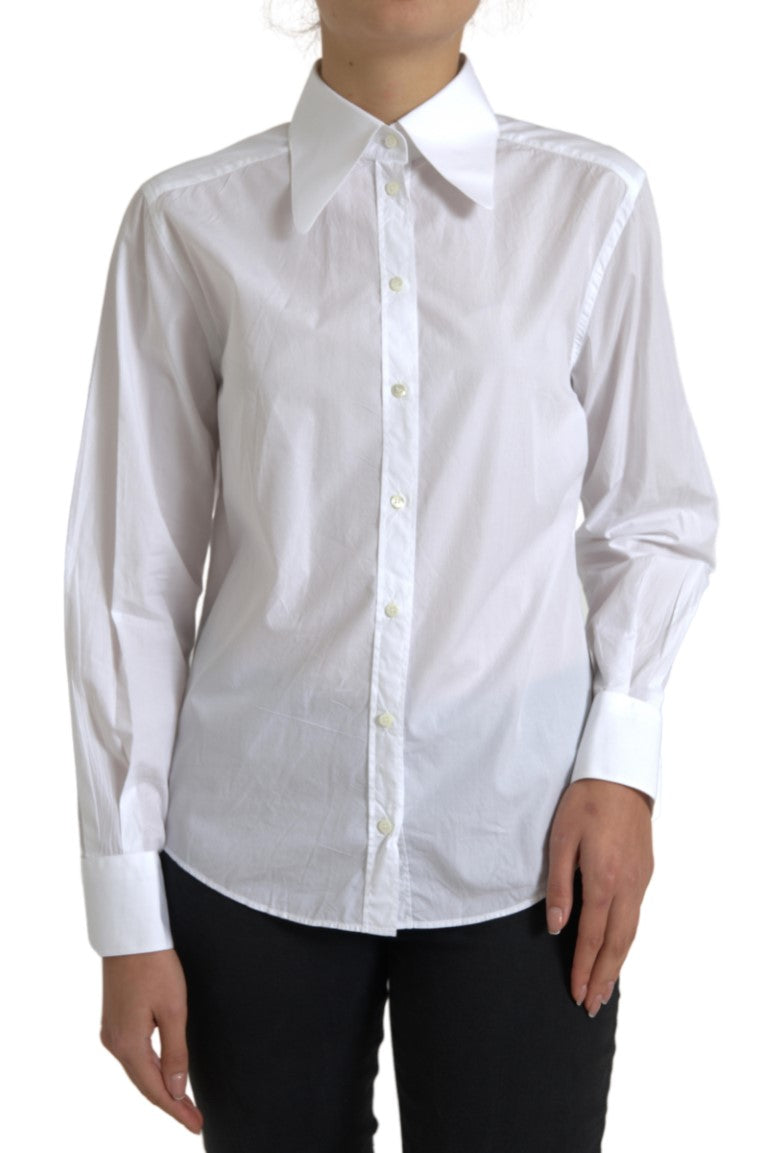 Dolce & Gabbana Elegant White Cotton Collared Top Dolce & Gabbana