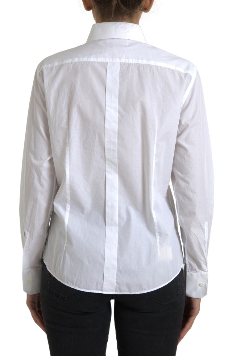 Dolce & Gabbana Elegant White Cotton Collared Top Dolce & Gabbana