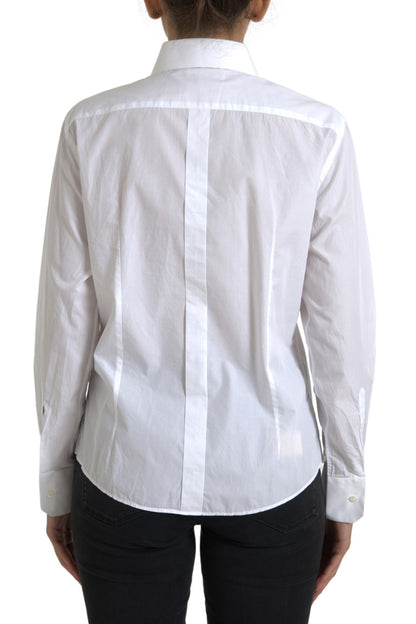 Dolce & Gabbana Elegant White Cotton Collared Top Dolce & Gabbana