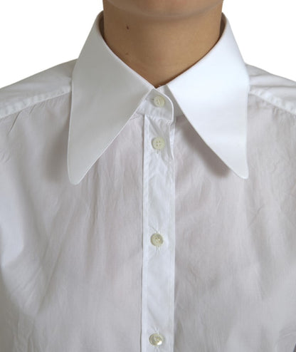 Dolce & Gabbana Elegant White Cotton Collared Top Dolce & Gabbana