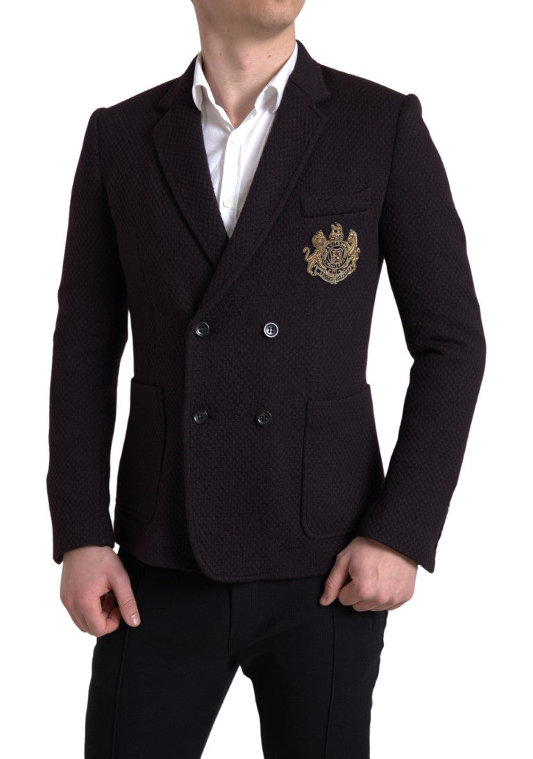 Dolce & Gabbana Elegant Purple Double Breasted Wool Blazer Dolce & Gabbana