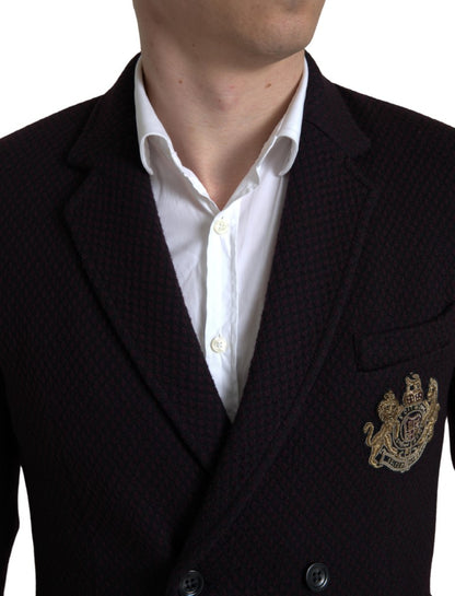 Dolce & Gabbana Elegant Purple Double Breasted Wool Blazer Dolce & Gabbana