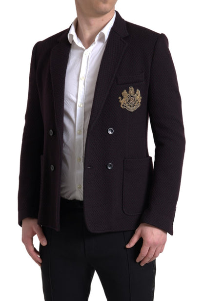 Dolce & Gabbana Elegant Purple Double Breasted Wool Blazer Dolce & Gabbana