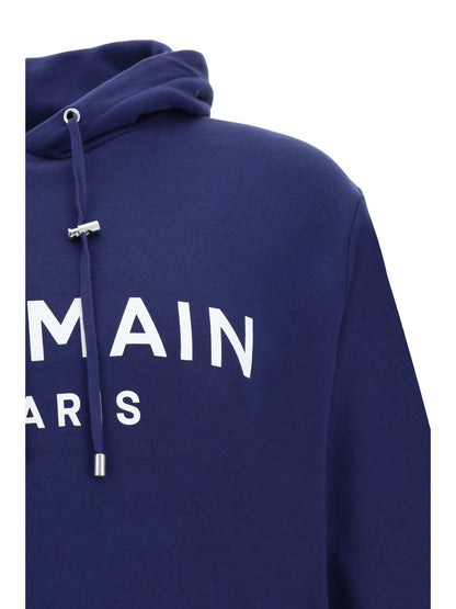 Balmain Elegant Navy Blue Monogram Hoodie Balmain