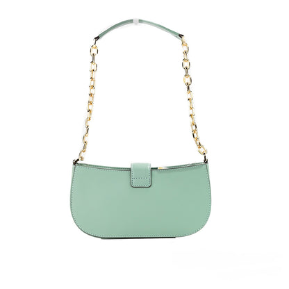 Michael Kors Carmen Small Sea Green Leather Pouchette Shoulder Crossbody Purse Michael Kors