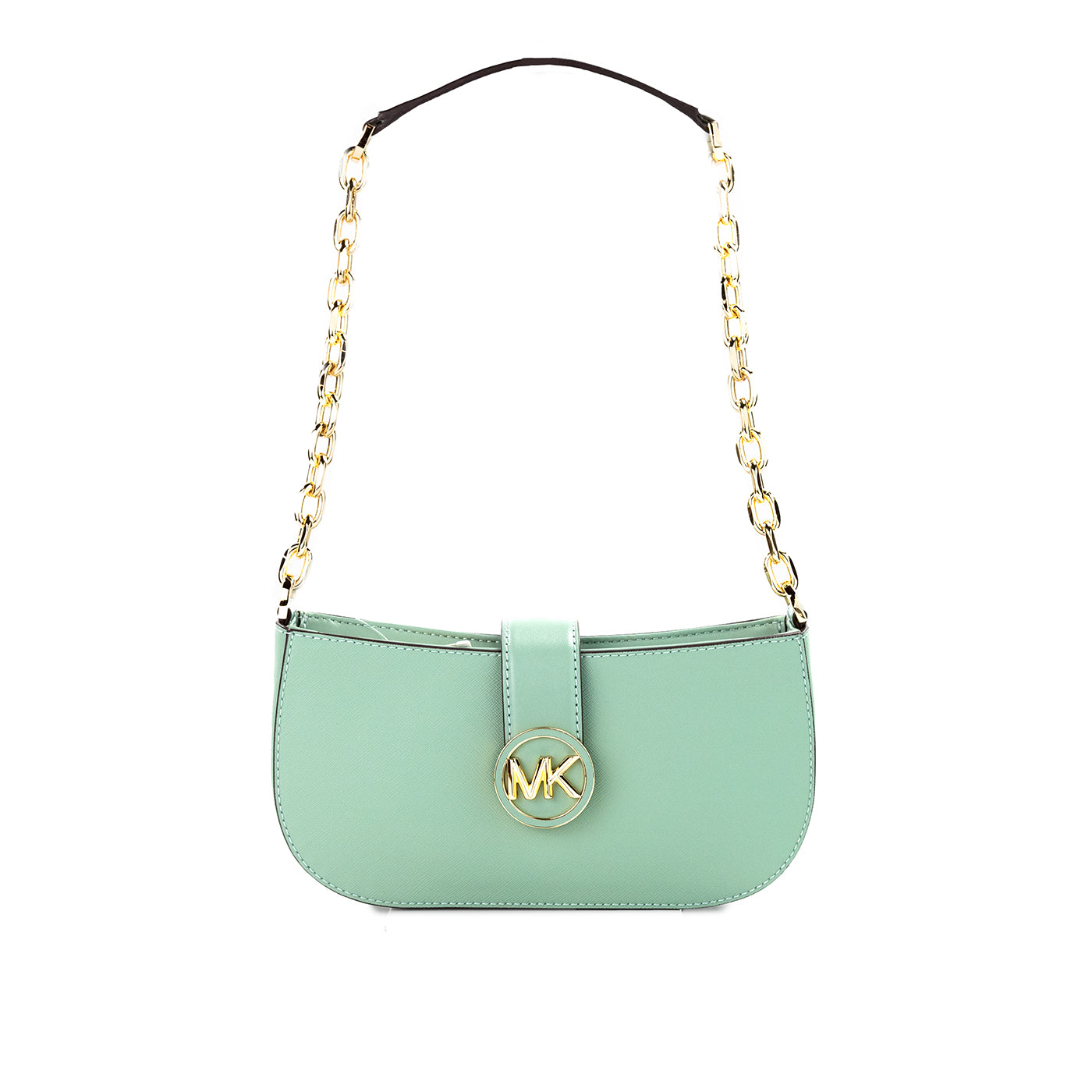 Michael Kors Carmen Small Sea Green Leather Pouchette Shoulder Crossbody Purse Michael Kors