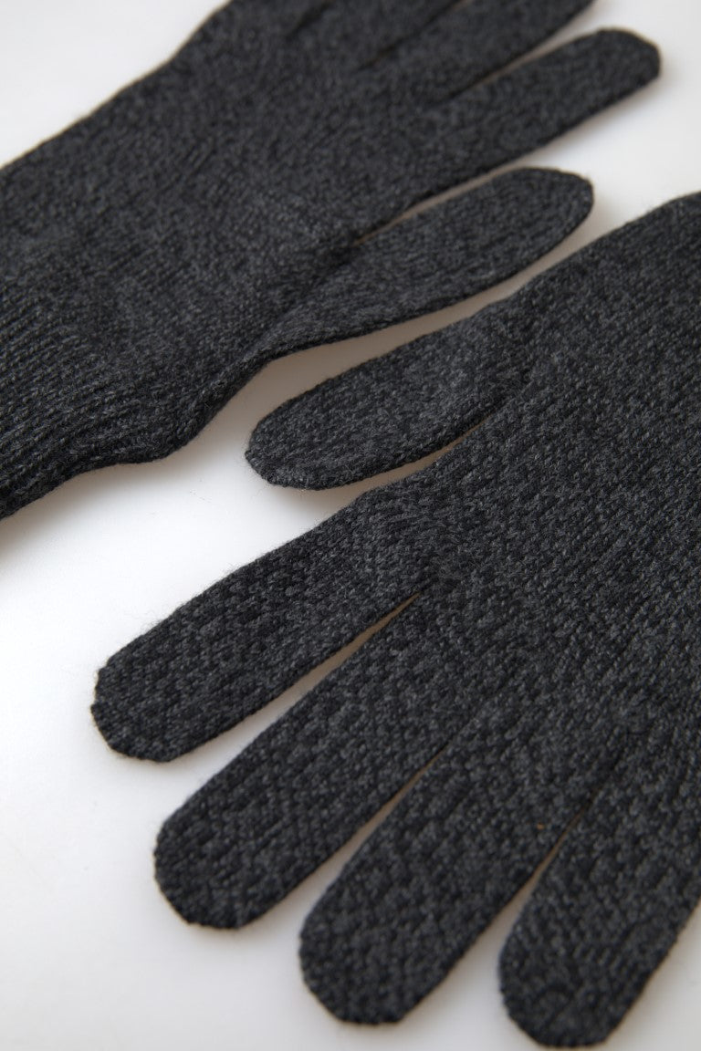 Dolce & Gabbana Elegant Virgin Wool Winter Gloves in Gray Dolce & Gabbana