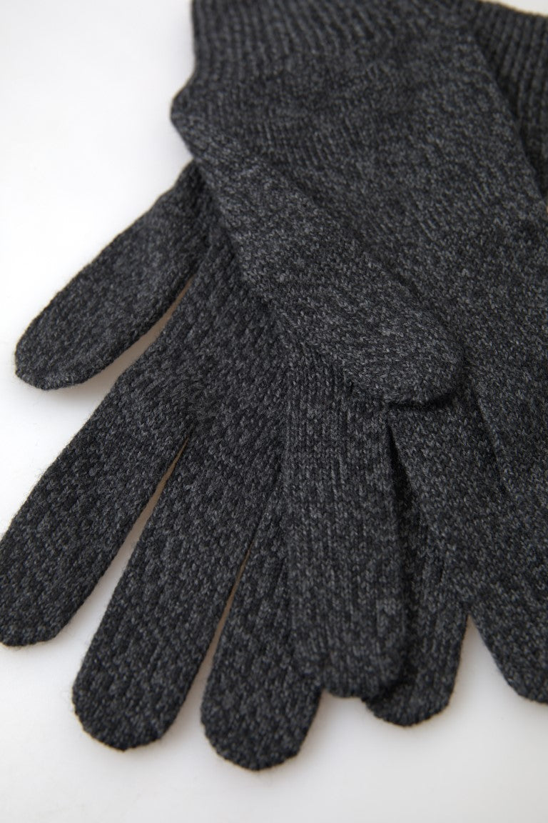 Dolce & Gabbana Elegant Virgin Wool Winter Gloves in Gray Dolce & Gabbana