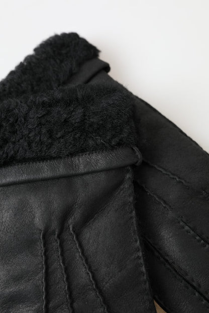 Dolce & Gabbana Elegant Black Leather Winter Gloves Dolce & Gabbana