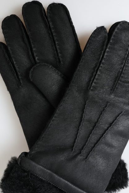 Dolce & Gabbana Elegant Black Leather Winter Gloves Dolce & Gabbana