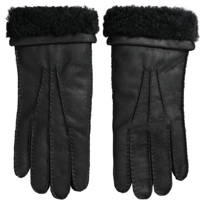 Dolce & Gabbana Elegant Black Leather Winter Gloves Dolce & Gabbana